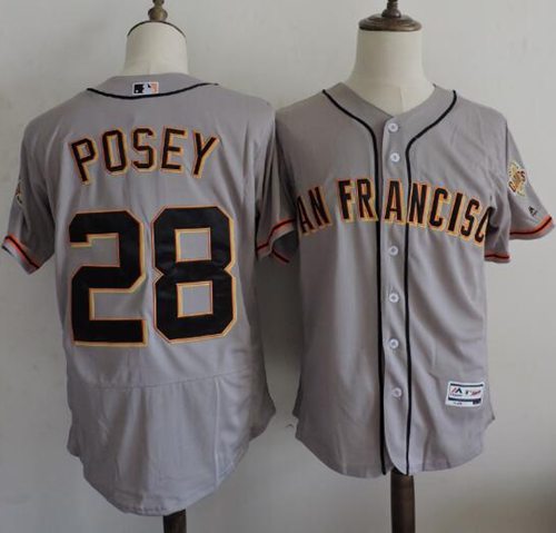 Giants #28 Buster Posey Grey Flexbase Authentic Collection Road Stitched MLB jerseys